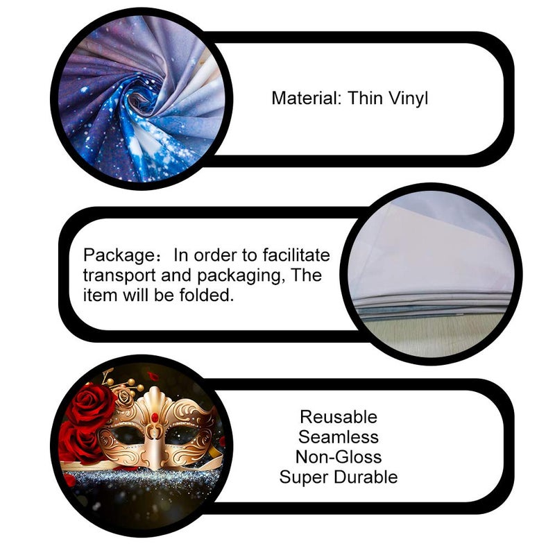 PHMOJEN Golden Mask Red Rose Photography Backdrop for Masquerade Theme Party Photo Background Vinyl 10x7ft LYPH212 - Image 4